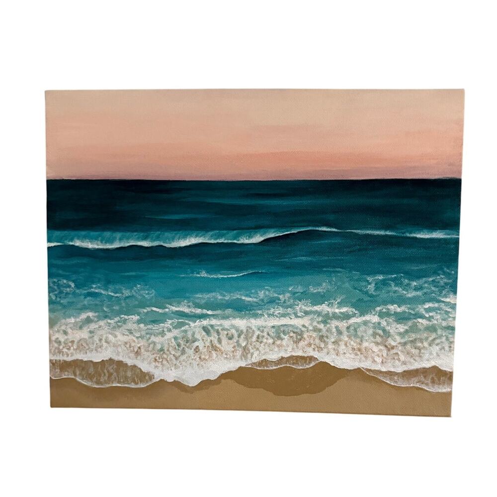 Peaceful Sunset Ocean Wave Hand Painted Canvas Painting Wall Art